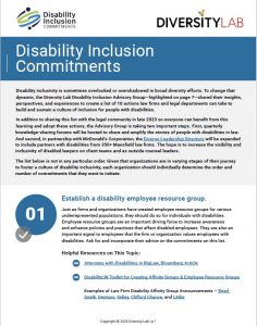 This is an image of the first page of the Disability Inclusion Commitments List, which details why these actions are so crucial. The full digitally accessible list can be found at: https://diversitylab.box.com/s/x3ro18f5byv2ha8ads9xj3s0j0sss35s